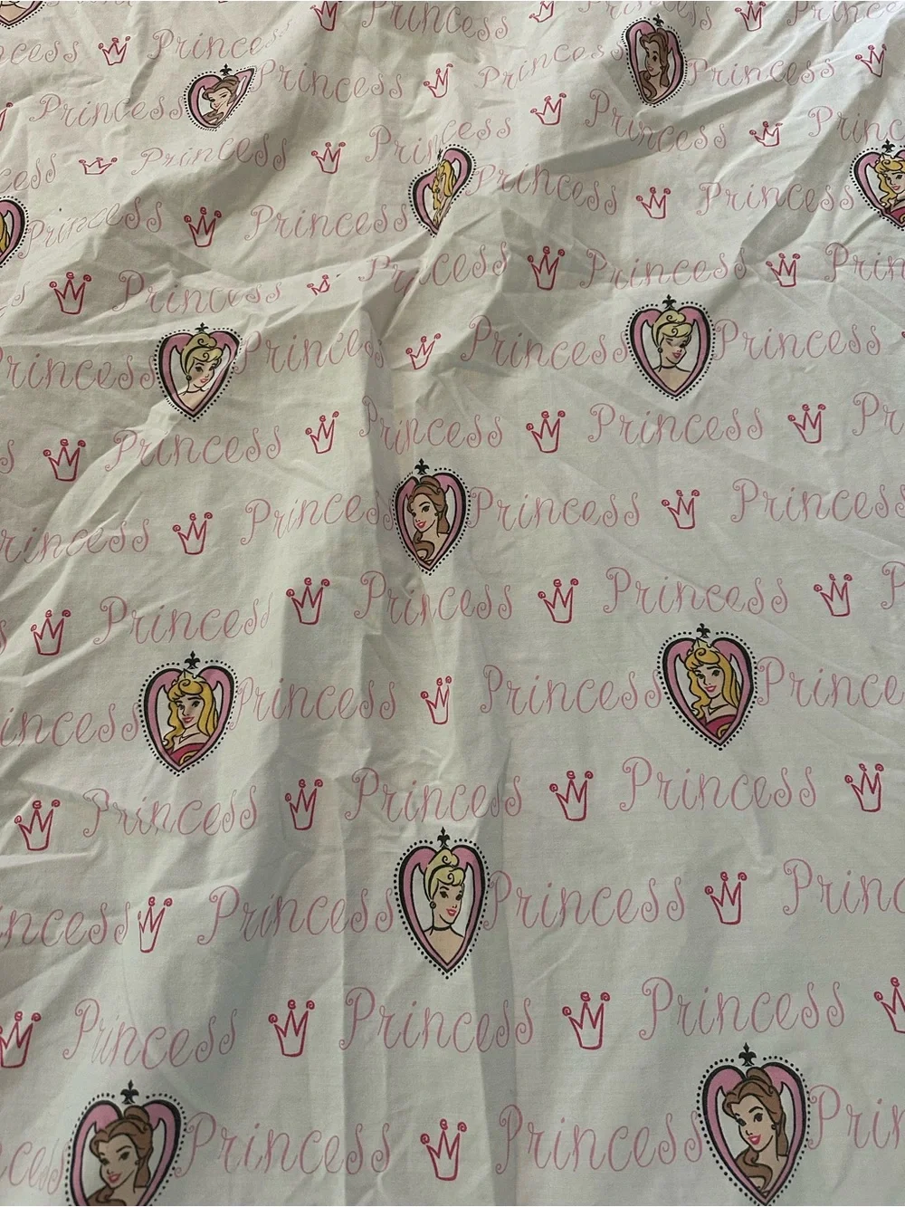 Disney Princess Print Pink White Bedding Set - Fitted & Flat Sheet